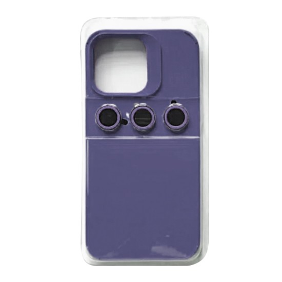 Capa de Silicone com Conjunto de Vidro de Câmera Separado para Apple iPhone 15 Pro Max Azul